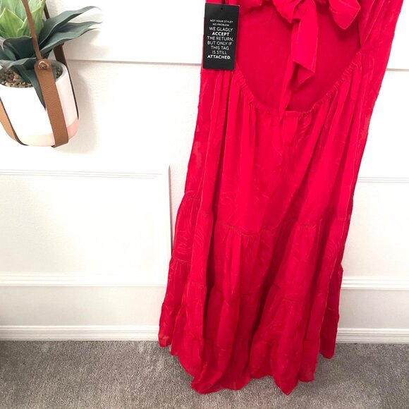 NWT WHBM White House Black Market Red Flamenco Chiffon Burnout Maxi Dress 12 - Picture 8 of 8